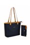 2-Piece Women's Large Size 5-Compartment Shoulder Bag and Wallet Set