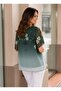 Women's Crew Neck Short Sleeve Stone Printed Floral Chiffon Summer Curve Plus Size Blouse - 3