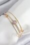 Brass Zircon Stone Baguette Model Gold Color Women's Bracelet