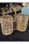 Crystal Square Stone Gold Spoon Holder Presentation Holder Double Set