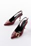 Inf-1151 Burgundy Daily Open Back Heeled Shoes - 3