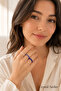 3-Piece Navy Blue and White Pearl Bead Ring Set – Minimal Women's Ring with Pearl Detail and Elastic String - 2