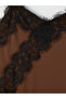 Özmarka New Season Brown Lace Rope Strap Asymmetrical Cut Blouse - 7