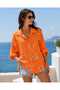 Women's Sequin Detailed Oversize Italian Cotton Shirt
