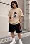 Unisex Oversize T-Shirt Shorts Set Black Summer Comfortable Fit Daily Street Style 2-Piece Set Cool Boy Printed - 2