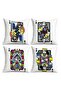 Abstract Playing Cards Patterned Set of 4 Throw Pillow Covers - 3