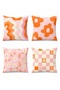 Only Pink Flowers Patterned 4-Piece Throw Pillow Cover Set - 3