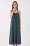 Women's Drawstring Detailed Low-Cut Strappy Midi Dress - 7