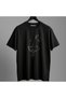 Unisex Oversized Printed Crew Neck Short Sleeve Black T-Shirt