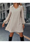 Women's Long Sleeve Collared Patterned Mini Modal Dress