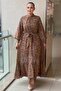 Rose Sequin Embroidered Belted Evening Dress