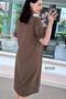 Sleeves with Mesh Detail Washed Cotton Fabric Dress 6Y335 - 3