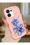 Oppo A6 Pro Compatible Case Camera Protector Pink Silicone Couple Phone Case Floral Pattern
