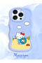 iPhone 15 Pro Compatible Case with Camera Protector Blue Silicone Couple Phone Case Kitty Pattern - 2