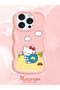 iPhone 15 Pro Compatible Case with Camera Protector Pink Silicone Couple Phone Case Kitty Pattern - 2