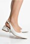 Women's White Asymmetrical Strappy Pointed Toe Low Heel Shoes - 6