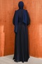Navy Blue Stone Embroidered Bustier Evening Dress - 5