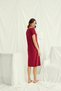 Red Stylish Nightgown, Women's Lace Viscose Home Dress, V-Neck Draped Short-Sleeved Nightgown, One-Piece Sleepwear - 2