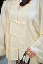 Women's Front Lace Detailed Wide Sleeve High Collar Tulle Kimono Yellow - 5