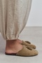 Nella Rome Beige Genuine Suede Leather Tassel Detail Flat Sole Women's Slippers - 7