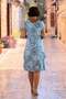 Blue Italian Mandala Patterned 100% Cotton Dress - 3