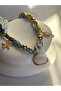 Women's Patterned Scarf Necklace with Seashell Detail, Stylish Neck Accessory (55 cm) - 3
