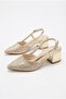 235-524 Glittery Printed 5 cm High Thick Heeled Women's Shoes