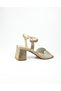 1003 Gold Glitter Low Heeled Evening Dress Women's Shoes - 5