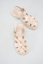 Beige Suede Women's Sandals with Cage Model Buckle Detail - 2