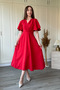 V-Neck Ruffled Midi Dress with Flounce Sleeves - 2