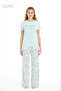 Women's Floral Patterned 100% Viscose Pajama Set