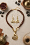 Nubuk Leather Metal Style Necklace Earring Set - 2