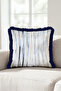 Abstract Striped Fringed Pillowcase - Akvarel Nordic Gray Blue Navy Blue Tassel Throw Pillow Cover - 2