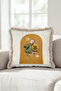 Boho Floral Decorative Fringed Pillowcase-Botanical Mustard Beige Mink Tassel Throw Pillow Cover - 5