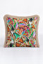 Tropical Floral Fringe Pillowcase - Exotic Botanical Green Orange Mink Tassel Throw Pillow Cover - 7
