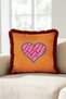 Romantic Heart Velvet Stylish Fringed Pillowcase - Orange Burgundy Tassel Throw Pillow Cover with Lettering Design - 7