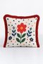 Retro Floral Colorful Speckled Fringed Pillowcase - Floral Cream Red Burgundy Tassel Throw Pillow Cover