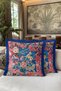 Exotic Tiger Floral Bohemian Fringe Pillowcase - Oriental Garden Navy Blue Tassel Throw Pillow Cover - 4