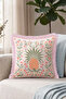 Floral Tropical Palm Pattern Fringe Pillowcase - Botanical Green Pink Tassel Throw Pillow Cover - 5