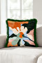 Abstract Floral Decorative Fringed Pillowcase-Artistic Floral Boho Green Black Tassel Throw Pillow Cover - 2