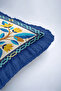Exotic Parrot Tropical Fringed Pillowcase - Bird Figure Cobalt Blue Tassel Throw Pillow Cover - 8