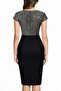 Women's Short Sleeve Double-Breasted Collar Sparkle Detailed Midi Imported Crepe Dress - 3