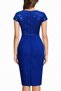 Women's Short Sleeve Double-Breasted Collar Sparkle Detailed Midi Imported Crepe Dress - 3