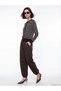 Vizyon New Season Brown Crew Neck Striped Women's Knitwear Cardigan - 2