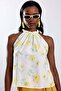 Yellow Patterned Halter Neck Blouse 17762 - 5