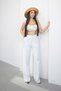 Women's Double Fabric High Waist Wide Leg Palazzo Trousers - 4