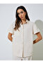 Cream Solid Shirt And Straight Pants Co-Ord Set - 2