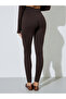 Brown Cotton Lycra Wide Waistband Leggings - 4
