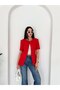 Women's Double Fabric Buttoned Waist-Fitted Short Sleeve Blazer Jacket - 4
