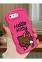 iPhone 7 Plus Compatible Case with Camera Protection Red Silicone Couple Phone Case Kitty Pattern